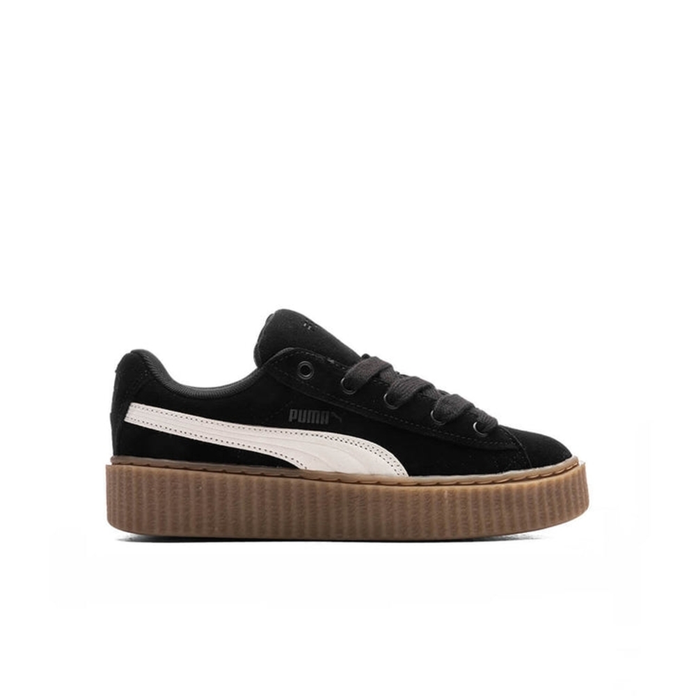Puma Black and White Platform Sneakers with Suede Upper